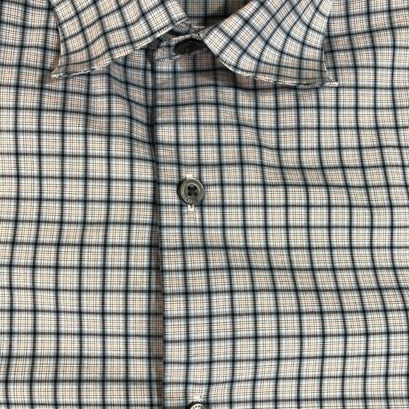 Perry Ellis Shirt Men‎ Large Gray Plaid Oxford Button Up Slim Fit Collar - Picture 3 of 8